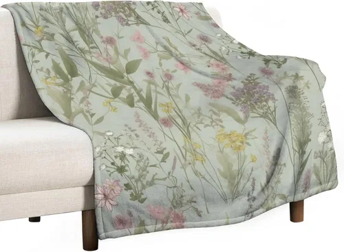 Miniatura 55 de Manta decorativa moderna de flores de acuarela, manta floral de primavera y verano, manta de 30 x 40 pulgadas, súper suave y acogedora para sofá