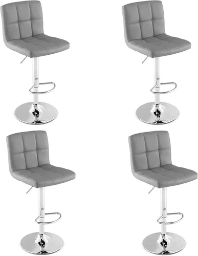 Miniatura 14 de Giantex Juego de 1 taburetes de bar, modernos taburetes de bar de piel sintética con respaldo, reposapiés, base de metal, taburetes giratorios