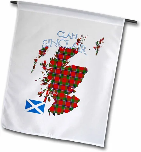 3dRose Outline of Scotland with the Sinclair clan family tartan. 12 x 18 inch Garden Flag