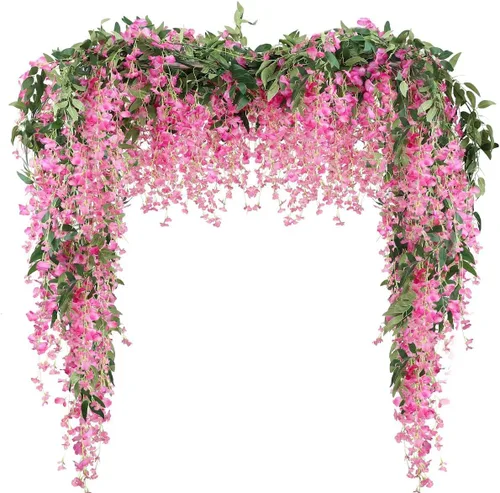 Miniatura 7 de Veryhome - Guirnalda de flores artificiales de glicinia, 3 piezas de 7.2 pies/pieza, vid de glicinia artificial colgante, guirnalda de follaje