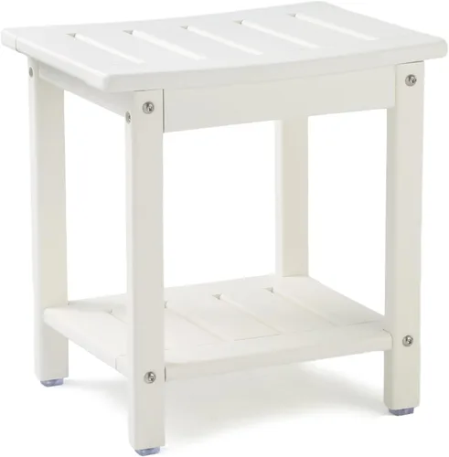 Miniatura 8 de Apolimi Banco de ducha HDPE, taburete de ducha con estante de almacenamiento, taburete de spa de 2 niveles para ducha interior, asiento de ducha