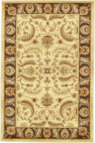 Miniatura 24 de Unique Loom - Colección Voyage - Alfombra redonda tradicional oriental, marrón, Polipropileno, Marrón/Azul Claro