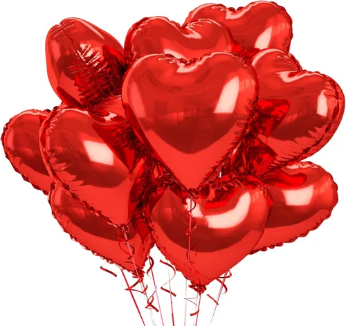 Miniatura 56 de Globos de corazón azul bebé, 10 piezas de globos en forma de corazón azul claro y blanco pastel, globos de papel de aluminio blanco arena crema