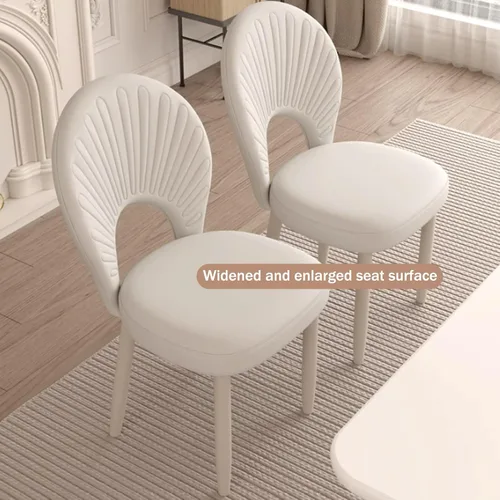 Miniatura 6 de Upholstered Kitchen Chairs Set, Dining Room Chair with Leather Cushion Seat, Lobby Chair with Metal Leg for Kitchen Living Room White