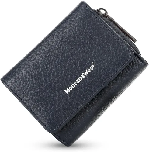 Miniatura 3 de Montana West Cartera para mujer con bloqueo RFID y bolsillo para monedas con cremallera, A azul, Vintage