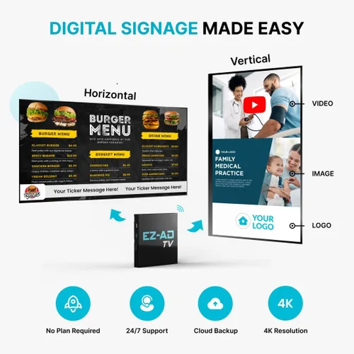 Miniatura 2 de Reproductor de señalización digital EZ AD TV, kit de reproductor de señalización digital 4k, contenido de publicación automática, controlado por