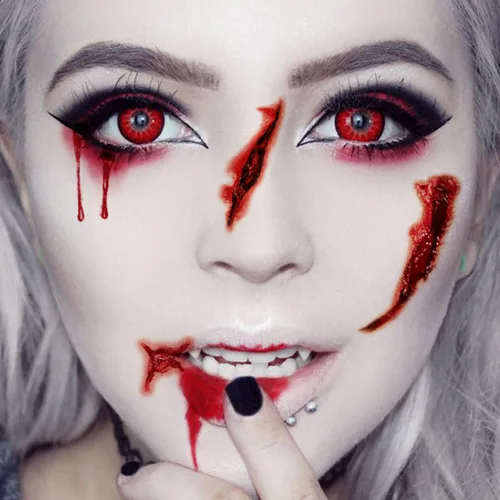 Miniatura 6 de Cicatrices falsas de Halloween, tatuajes temporales, maquillaje de sangre falsa, cortes de cicatrices falsas, puntadas falsas para la cara, tatuajes
