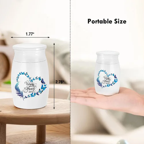 Miniatura 2 de Urna de aluminio para cenizas de mariposa, urna conmemorativa para cenizas humanas