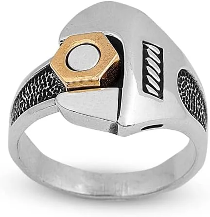 Sterling Silver Fidget Ring Men, Screw Ring Men, Fidget Spinner Ring, Unique Ring, Biker Ring, Anniversary, Memorial