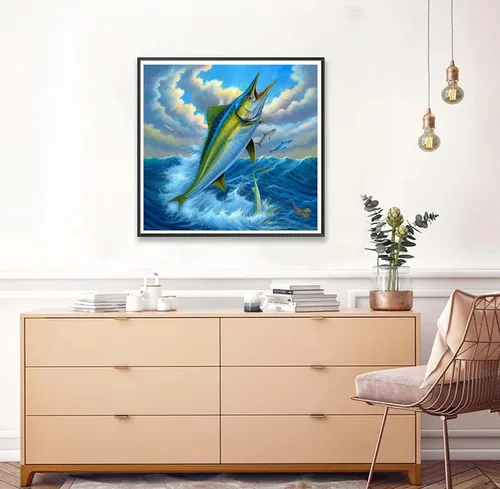 Miniatura 3 de Kaliosy Kits de arte de diamantes 5D para adultos, peces por números, pintura de diamantes, arte de animales, taladro completo, manualidades, punto