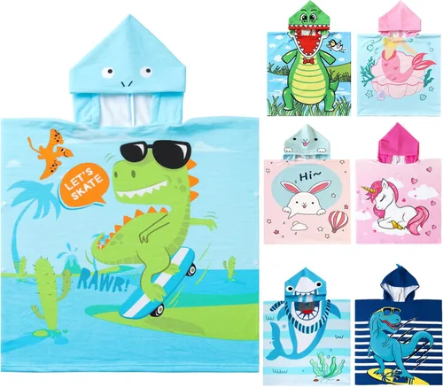 Miniatura 21 de NovForth Toalla de Playa para Niños y Niñas, Envoltorio de Toalla de Baño con Capucha de Cocodrilo, Toalla de Piscina para Niños Pequeños con Capucha