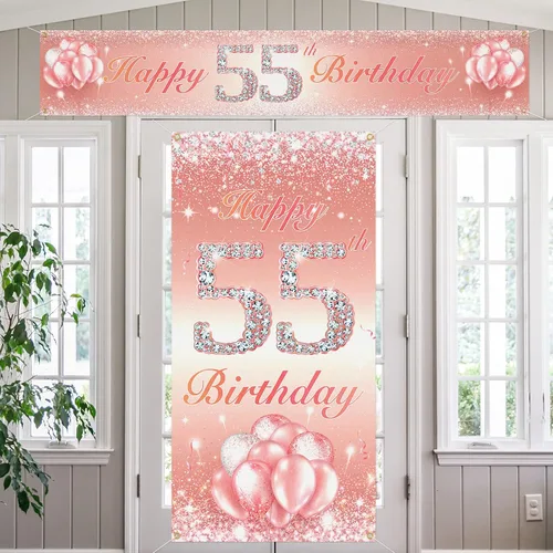 Miniatura 26 de Juego de carteles largos de feliz cumpleaños 10 para puerta, porche, decoración de cumpleaños de 10 años para niñas, suministros de fiesta