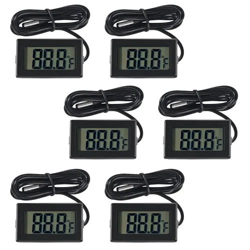 AITRIP Paquete de 6 termómetros digitales TPM-10 Fahrenheit (℉) con cable para indicador de invernadero de automóvil, habitación interior,