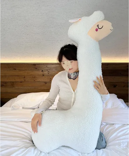 Miniatura 5 de Almohada de felpa de llama, almohada de cuerpo largo de felpa de alpaca de 39 pulgadas, animal de peluche de alpaca, regalo de Navidad y cumpleaños
