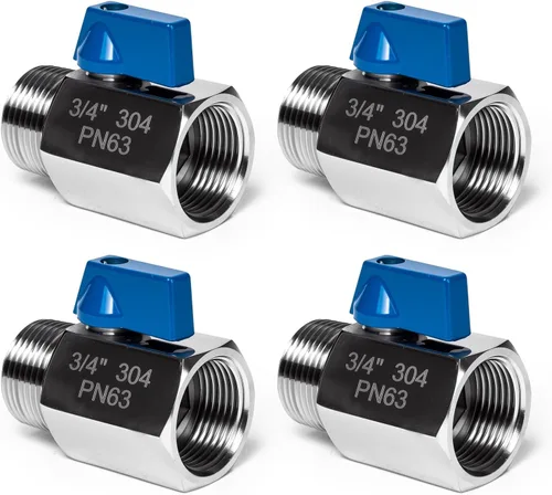 Miniatura 20 de Paquete de 2 válvulas de bola mini de 1", válvula de cierre de acero inoxidable 304 rosca NPT hembra x macho válvulas pequeñas para espacio compacto