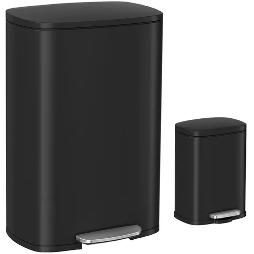 Miniatura 11 de Arlopu Cubo de basura de 13.2 + 1.3 galones, cubo de basura de acero inoxidable, cubo de basura de cierre suave con cubo interior de plástico Plata