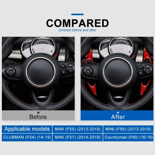 Miniatura 3 de AIRSPEED Extensiones de fibra de carbono para volante de palanca de cambios, accesorios interiores para Mini Cooper Clubman F54 F55 F56 F57 F60 rojo