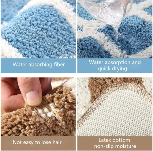 Miniatura 6 de Juego de 2 alfombrillas antideslizantes rectangulares para baño, absorbentes de agua, suaves, para baño, ducha, dormitorio, cocina, decoración