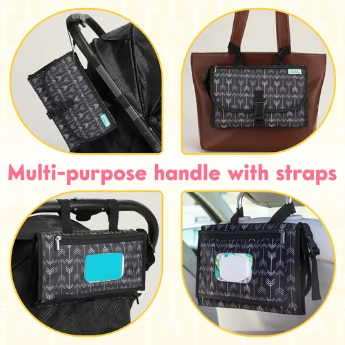 Miniatura 3 de Kopi Baby Cambiador de pañales portátil, bolsa de viaje para cambiador de pañales para bebé con bolsillo para toallitas, cambiador portátil