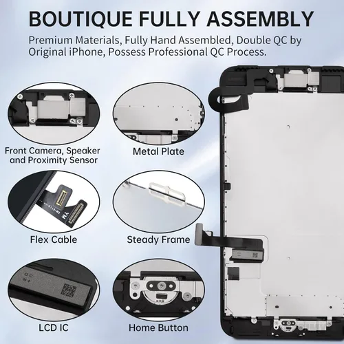 Miniatura 2 de Pantalla de repuesto para iPhone 7 Plus con botón de inicio de 5,5 pulgadas, color negro LCD Display Digitizer 3D Touch Full Assembly with Front
