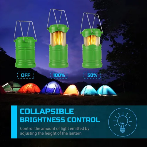 Miniatura 4 de Lichamp Paquete de 4 linternas LED para campamento, velas plegables sin llama, velas de té, luces de campamento portátiles a batería, kit de Verde