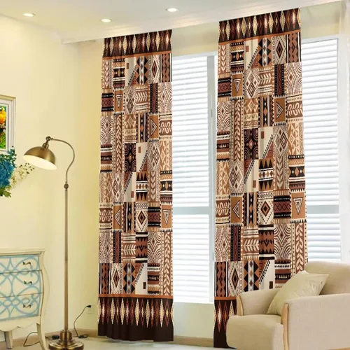 Miniatura 2 de Dreaweet African Tribal Blackout Curtains 63 Inch Long 2 Panels Set Bohemian Ethnic Geometric Grommet Top Thermal Insulated Curtains for Living Room