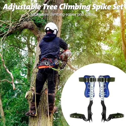 Miniatura 2 de Homaisson Juego de picos de escalada de árboles, picos ajustables para trepar árboles, engranajes portátiles para trepar árboles con cinturón
