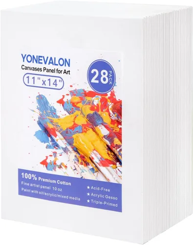 YOURSORTER Lienzos para Pintar Paquete de 28, Tableros de Lienzo de Pintura en Blanco de 11x14 Pulgadas, Paneles de Lienzo de Algodón 100%