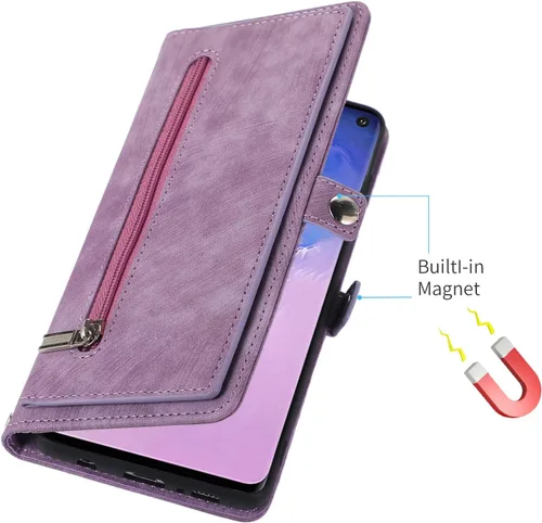 Miniatura 8 de Asuwish Funda de teléfono para Samsung Galaxy S10 con protector de pantalla de vidrio templado y correa cruzada para la muñeca de cuero con cierre