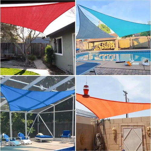 Miniatura 2 de E&K Sunrise - Toldo parasol triangular de 10 x 10 x 10 pies, bloquea los rayos UV, para patio, jardín, al aire libre (azul)
