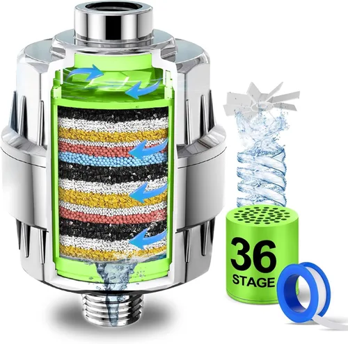 Miniatura 15 de Juego de cabezal de ducha filtrado de lujo de alto rendimiento - 36 etapas de filtro avanzado para la ducha y agua dura, elimina el cloro para agua