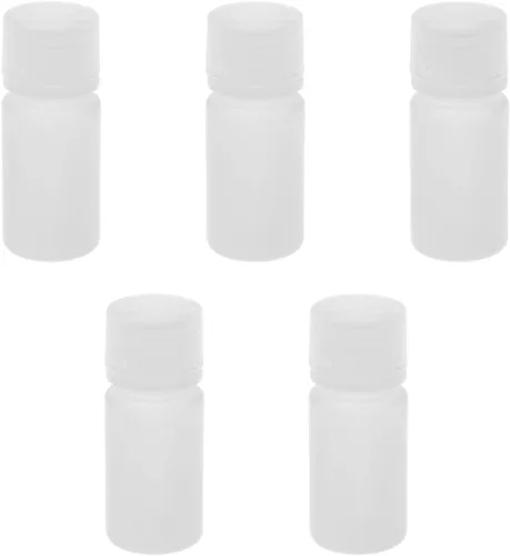 Miniatura 5 de Othmro 5 recipientes de plástico de 0.5 onzas, botellas de reactivo químico de laboratorio, botellas de almacenamiento sólido líquido de boca