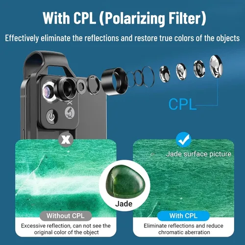 Miniatura 3 de Diyeeni Microscopios de bolsillo para teléfono, 200X Zoom Clip en Microscopios Lupa con lente CPL y luz LED, lente microscópica portátil