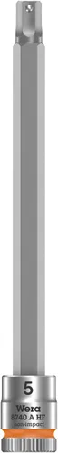 Miniatura 10 de Wera - 5003345001 Juego de 5 piezas de 100 mm de largo con función de retención de enchufe hexagonal de 1/4 de pulgada cuadrada, 003345