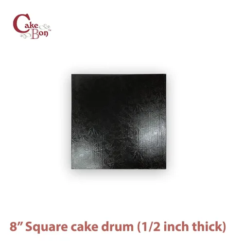 Miniatura 2 de Cakebon Tableros cuadrados para tartas, tambores resistentes de 1/2 pulgada de grosor, bordes envueltos profesionalmente de 8 pulgadas, color negro