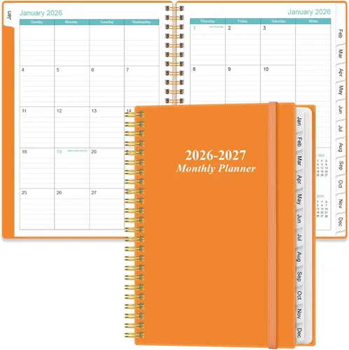 Miniatura 24 de Agenda mensual 2026-2027, enero 2026 a junio 2027, dos páginas por mes, calendario mensual de 18 con pestañas, bolsillo interior, 6.4 x 8.5 Negro