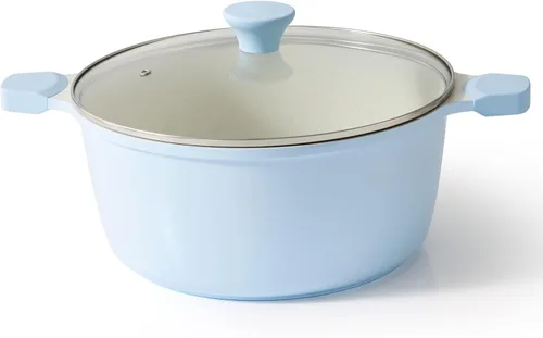 Miniatura 13 de SENSARTE Olla de cerámica antiadherente con tapa, olla de cocción de inducción de 4.5 cuartos de galón con tapa de vidrio templado, olla