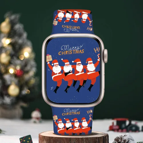 Miniatura 3 de Paquete de 2 correas de Navidad compatibles con Apple Watch de 1.811 in 1.772 in 1.732 in 1.929 in 1.654 in iWatch SE Series 11 10 9 8 7 6 5 4 3