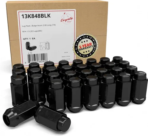 Miniatura 19 de Wheel Accessories Parts 24 piezas M14x1.5 14x1.5 rosca Bulge Bellota 1.90" tuercas largas negras 3/4" 0.748 in hexagonales para Chevy Silverado GMC