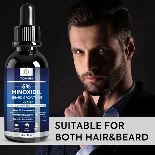 Miniatura 7 de TOMUM Kit de crecimiento de barba de minoxidil al 5% para hombres, suero para el crecimiento del cabello y la barba, ayuda a llenar las barbas