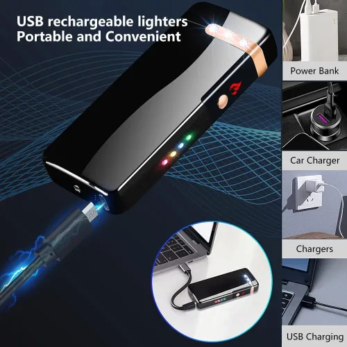 Miniatura 3 de GADATOP Encendedor de Plasma de Arco de Llama, Encendedores Eléctricos, Encendedores Eléctricos Recargables USB a Prueba de Viento e Impermeables