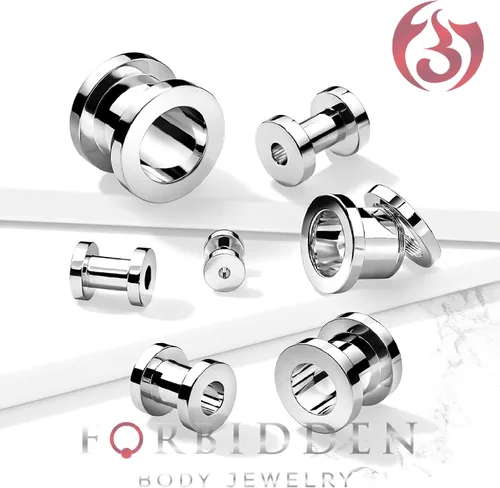 Miniatura 4 de Aretes expansores de oreja a rosca, de acero inoxidable, de 0.04" a 0.63", se venden por par.