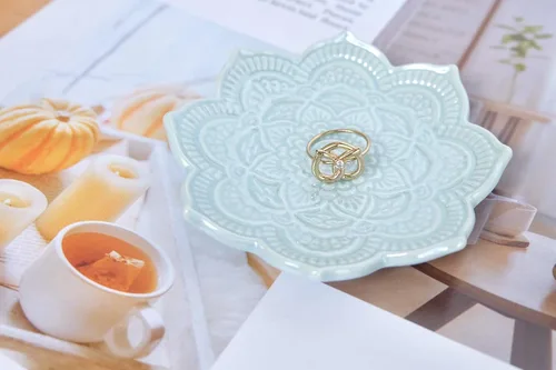 Miniatura 3 de PUDDING CABIN Plato para anillos de mandala azul, regalo de cumpleaños para amigas, mujeres, madres y niñas