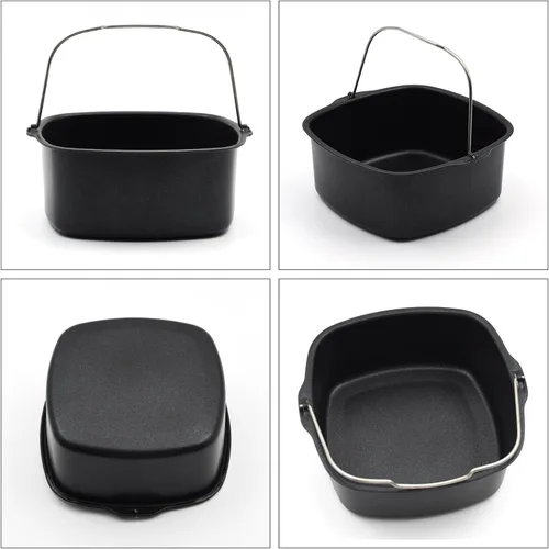 Miniatura 7 de Molde para freidora de aire de 6.89 pulgadas, sartén antiadherente para tartas, freidora de aire, para pasteles, pizza, hornear pan, bandeja
