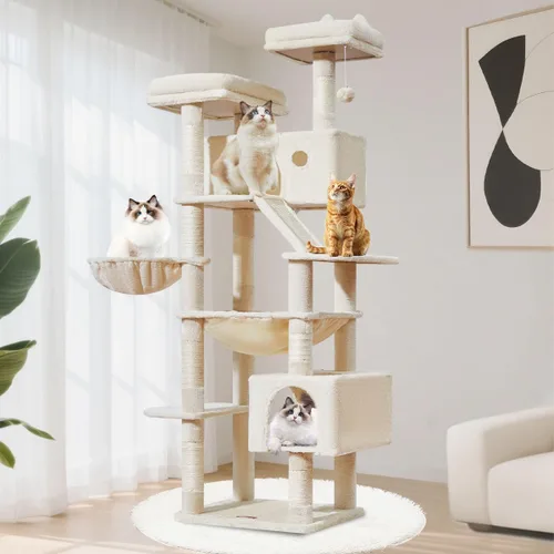 Miniatura 20 de Taoqimiao Árbol para gatos de 57.5 pulgadas, torre para gatos de interior para adultos, condominio extragrande para gatos, 8 postes rascadores