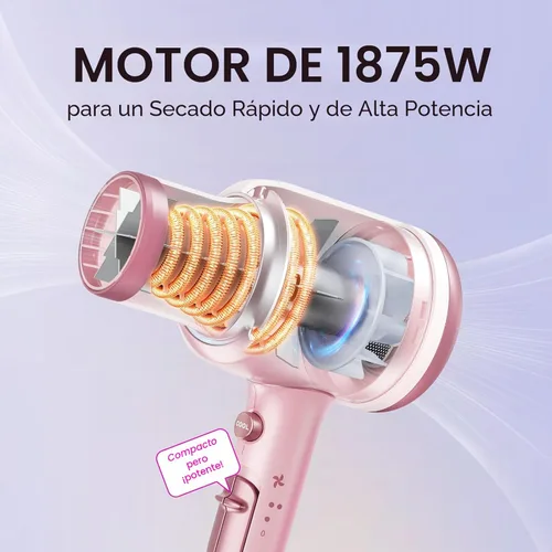 Miniatura 3 de Wavytalk - Secador de pelo iónico con difusor y peine para cabello rizado; ligero y silencioso; de secado rápido,1875 W, con tecnología cerámica, 3