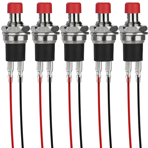 Miniatura 8 de 5 piezas de interruptor de botón de presión de tipo de cierre automático SPST Dash ON/Off azul AC 250V/3A