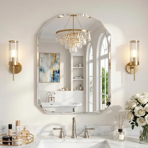 Miniatura 18 de Suidia Espejo de baño, espejo de pared de 20 x 30 pulgadas, espejo de baño sin marco con borde biselado para dormitorio, sala de estar, entrada