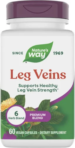 Nature's Way Venas de piernas, apoya la fuerza saludable de las venas de las piernas*, mezcla de 6 hierbas, extracto de castaño de indias y