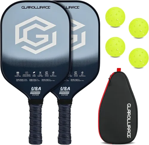 Miniatura 16 de Juego de 2 palas de pickleball 4 raquetas de pickleball, juego de pickleball aprobado por USAPA, superficie de fibra de vidrio fibra de carbono